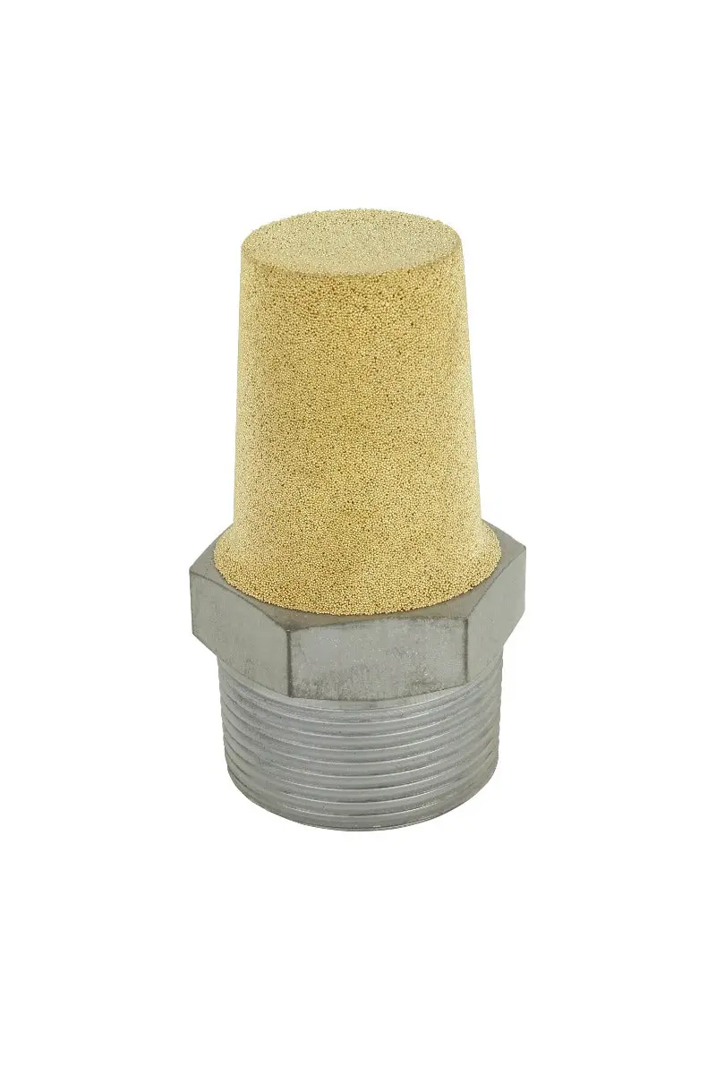 1-1/4″ MNPT Pneumatic Exhaust Muffler – 40-Micron Sintered Bronze Silencer