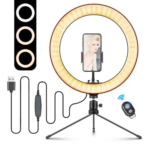 10-Inch Adjustable Tabletop LED Selfie Lamp with Bright Lighting