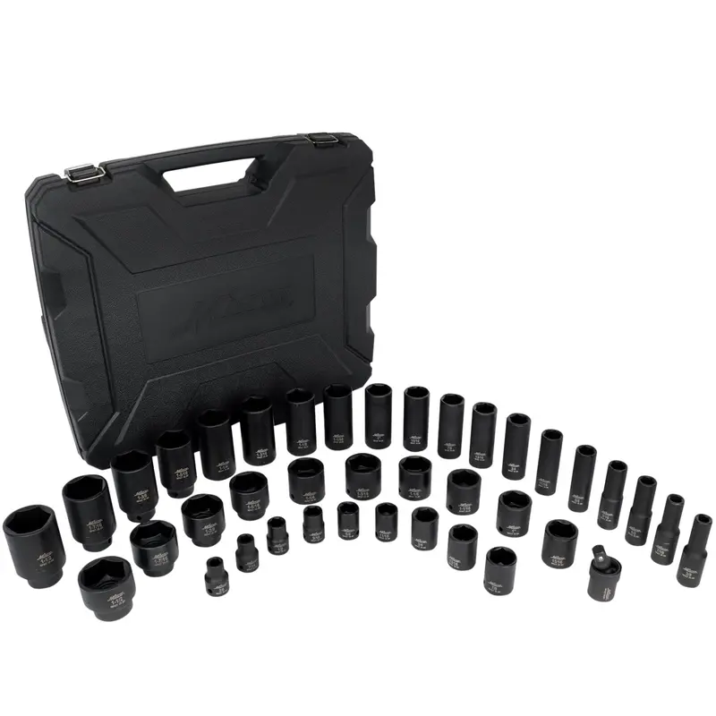 1300-SS-08: 39-Piece SAE Standard & Deep Socket Set — 1/2-Inch Drive