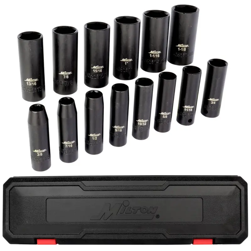 14-Piece 1/2-Inch Drive Deep SAE Impact Socket Set (3/8″–1-1/8″)