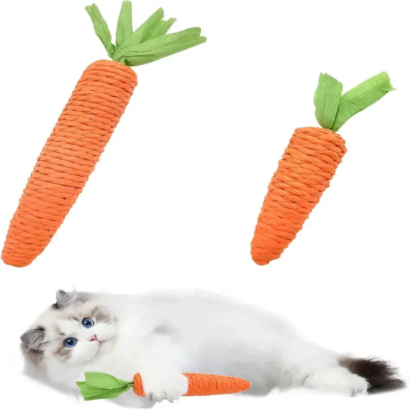 2-Piece Cat Toy Set: Carrot-Shaped Scratch Toy for Felines
