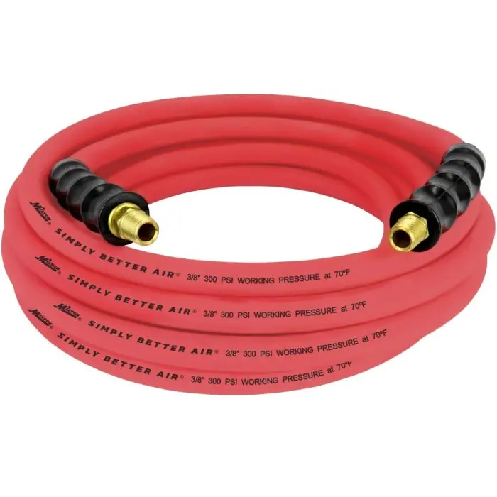 25-Foot Lightweight 3/8″ ID Rubber Air Hose with 1/4″ NPT Male Ends