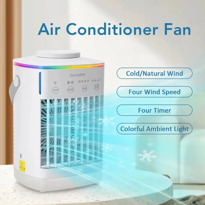 3-in-1 Portable Mini Air Cooler, Humidifier & Night Light