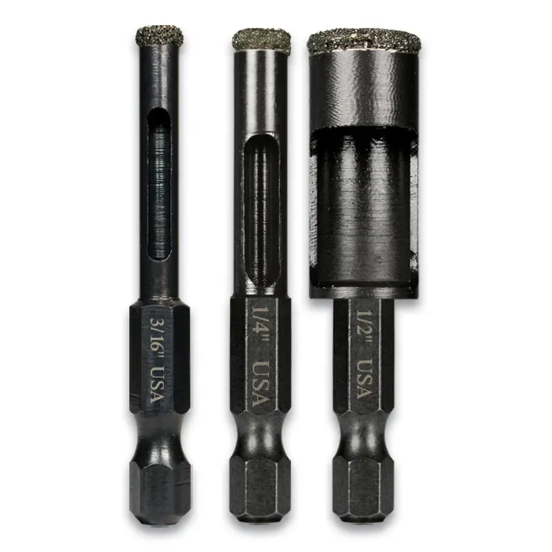 3-Piece Diamond-Coated Tile and Glass Drill Bit Set
