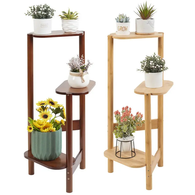 3-Tier Indoor Bamboo Plant Stand – Compact Space-Saving Greenery Rack