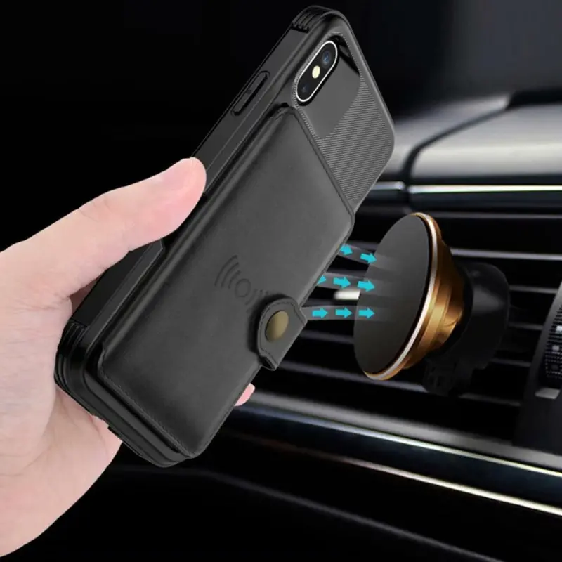 360° Protective Magnetic Armor Wallet Case for iPhone