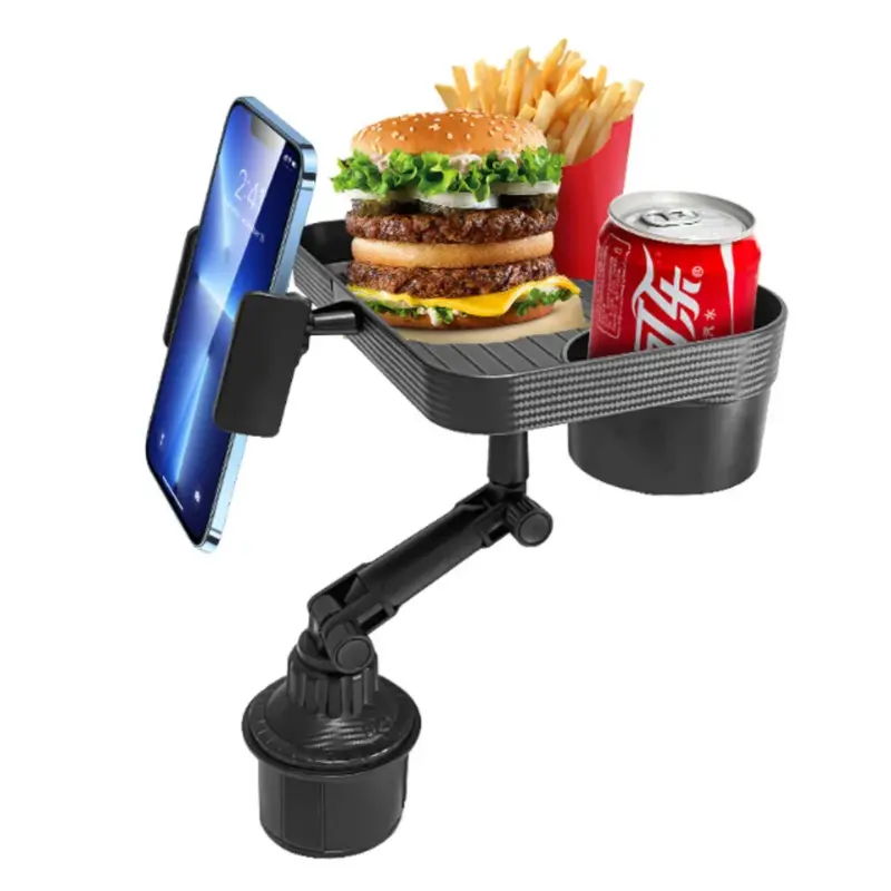 360° Rotating Car Cup Holder with Detachable Food Tray