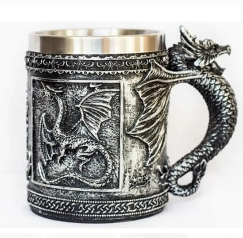 3D Dragon Relief Stainless Steel Travel Mug (12 oz)