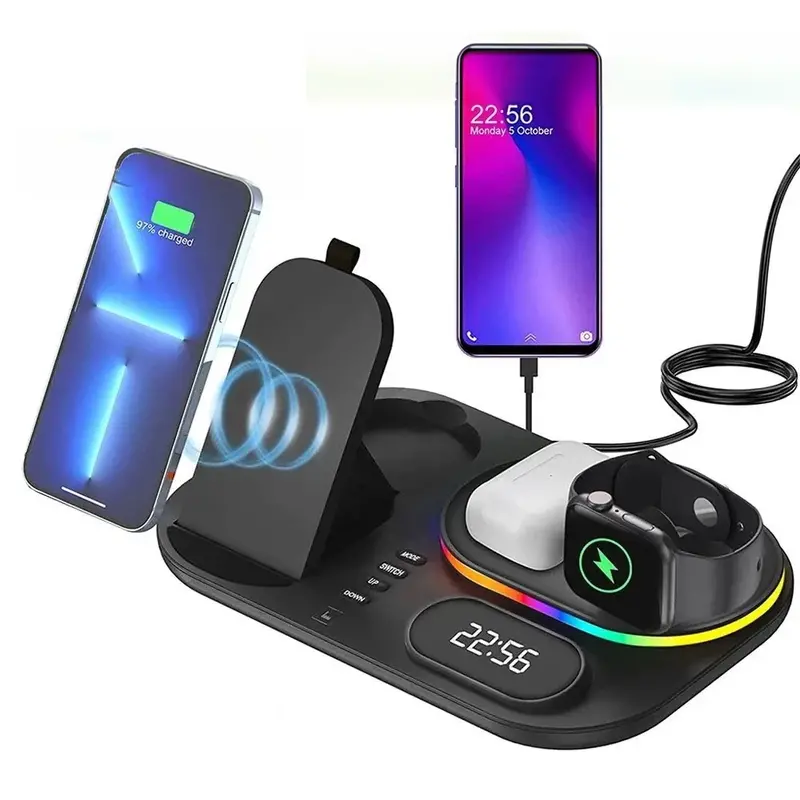 4-in-1 LED-Illuminated Wireless Charging Station