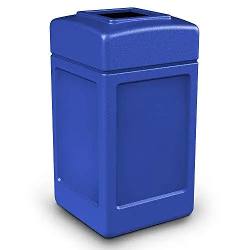 42-Gallon Square Waste Container – Heavy-Duty Blue Recycling or Trash Bin for Indoor/Outdoor Use