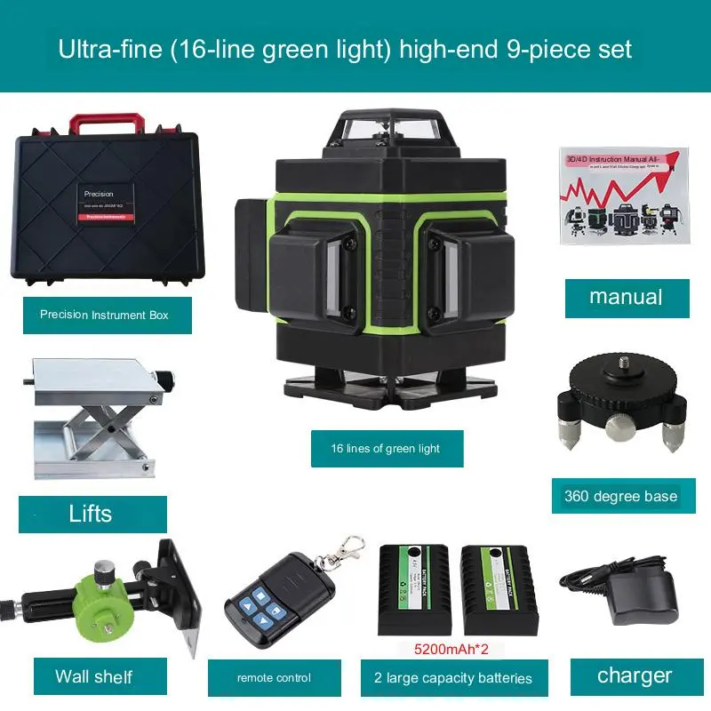 4D 16-Line Self-Leveling Laser Alignment Tool – High-Accuracy Layout and Construction Reference Device