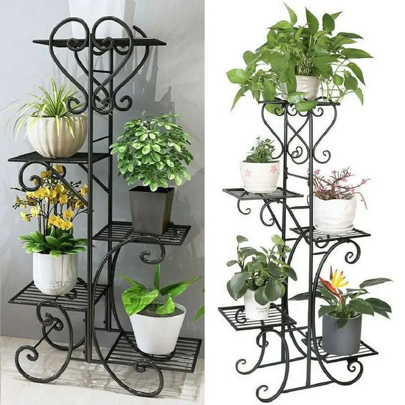 5-Tier Industrial Metal Plant Stand – Versatile Indoor & Outdoor Display Rack