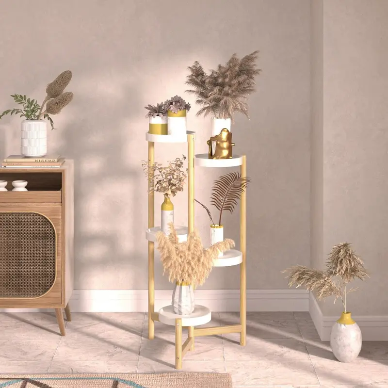 5-Tier Natural Bamboo Plant Stand – Indoor Vertical Garden Shelf