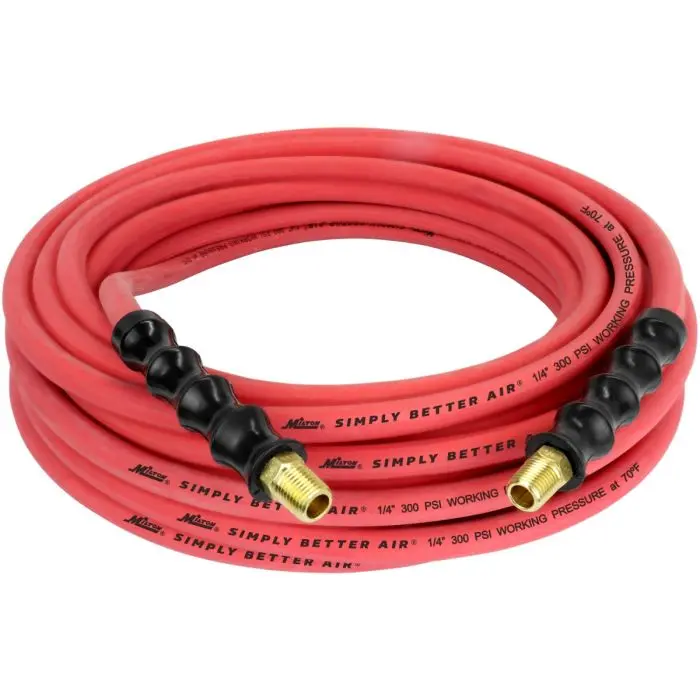 50-Foot Lightweight 1/4″ ID Rubber Air Hose with 1/4″ NPT Male Ends