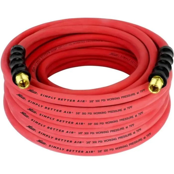 50-Foot Lightweight 3/8″ ID Rubber Air Hose with 3/8″ NPT Male Ends