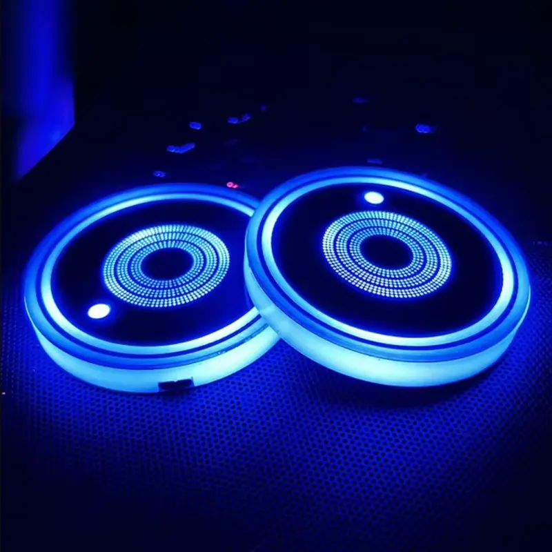 7-Color RGB LED Cup Holder Lights – Pair for Vehicle Interiors