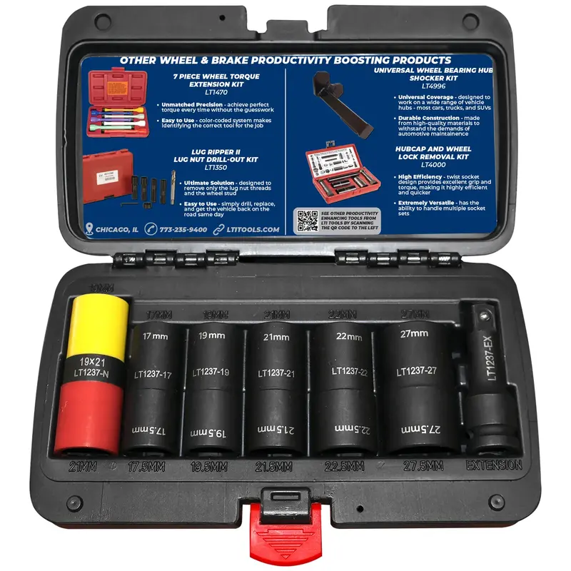 7-Piece 1/2″ Drive Flip Socket Set for Compact Ratchet Access