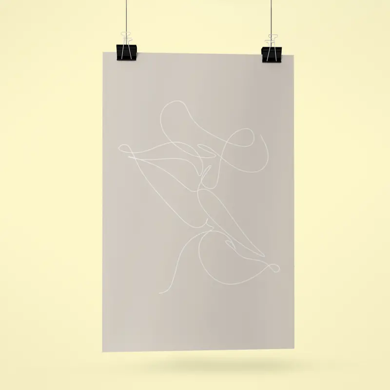 Abstract Kissing Silhouette Art Print – Modern Wall Decor
