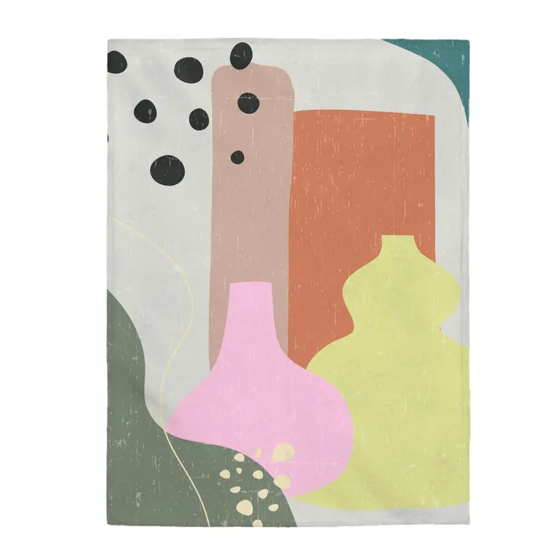 Abstract Vase Pattern Plush Throw Blanket
