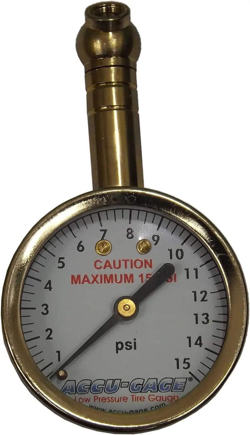 Accu-Gage 3–15 PSI Swivel-Angle Dial Tire Pressure Gauge with Flexible Chuck