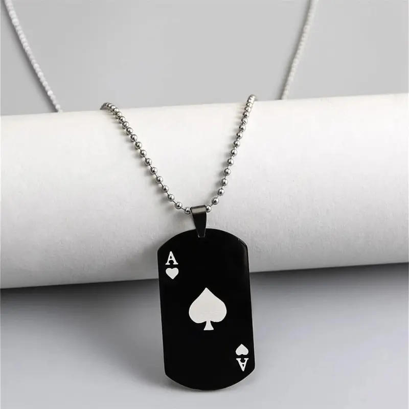 Ace of Spades Metal Pendant Necklace