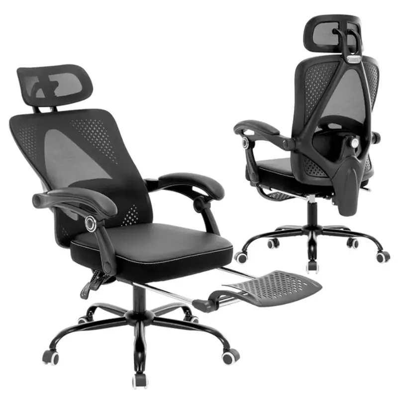 Adjustable Reclining Mesh Task Chair Featuring Headrest and Footrest