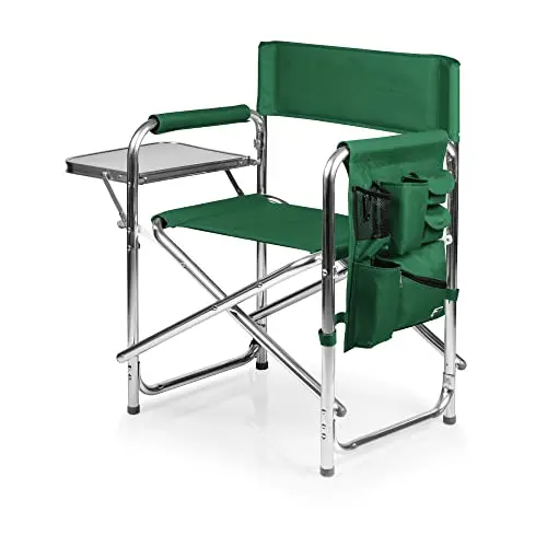 Adjustable Sports Beach Chair with Built-in Side Table – Adult-Friendly Outdoor Seating in Hunter Green