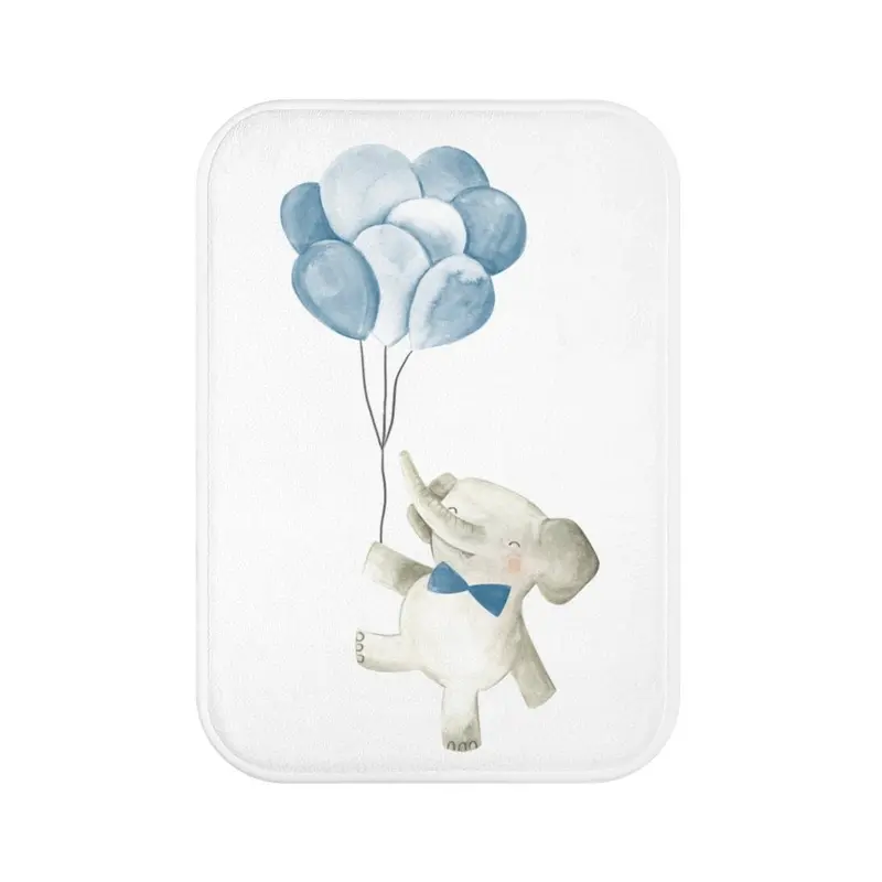 Adorable Baby Elephant Balloon-Themed Bath Mat