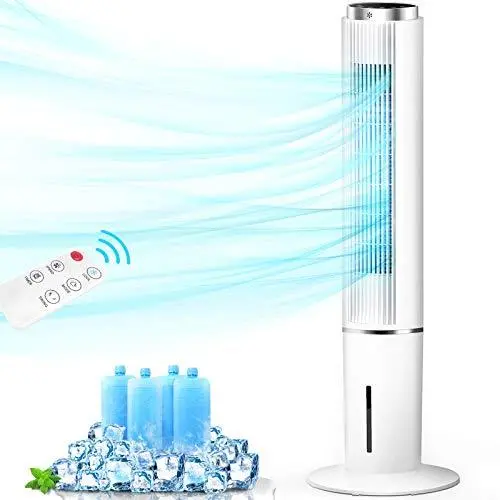 AGILLY 43″ Portable Evaporative Air Cooler – Tower Fan with Humidification, 70° Oscillation & Remote Control
