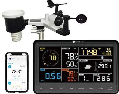 Ambient Weather WS-2902C Smart WiFi Weather Station – All-in-One Home Weather Monitor with Real-Time Data & App Alerts