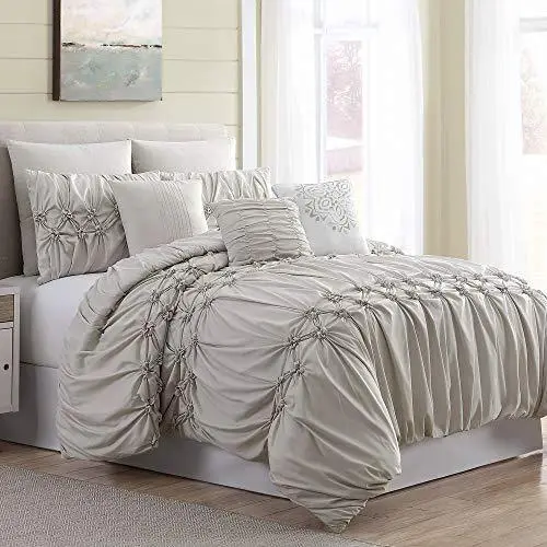 Amrapur Overseas Sophie Queen Comforter Set – 8-Piece Bedding Ensemble in Soft Sand Hue