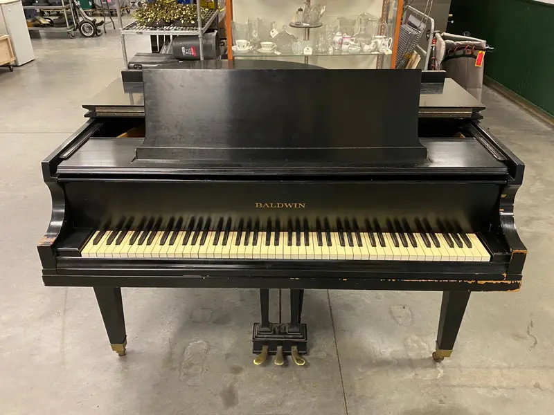 Antique Baldwin Model ‘M’ Black Grand Piano — Solid Wood Construction