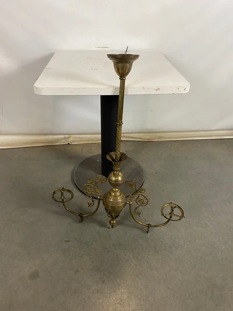 Antique Kurtz Farmhouse Brass Gaslight Fixture — Converted for Electric Use