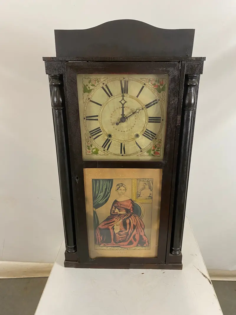 Antique Riley Whiting Column Clock – Cracked Glass Panel