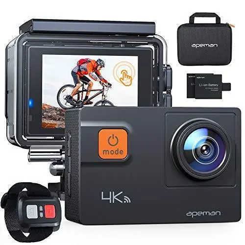 APEMAN A87 4K Action Camera with EIS, 40M Waterproofing, Touchscreen & Remote Control