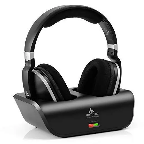 ARTISTE Wireless TV Headphones – Over-Ear RF Stereo Headsets with 100ft Range, Charging Dock & 20-Hour Battery Life