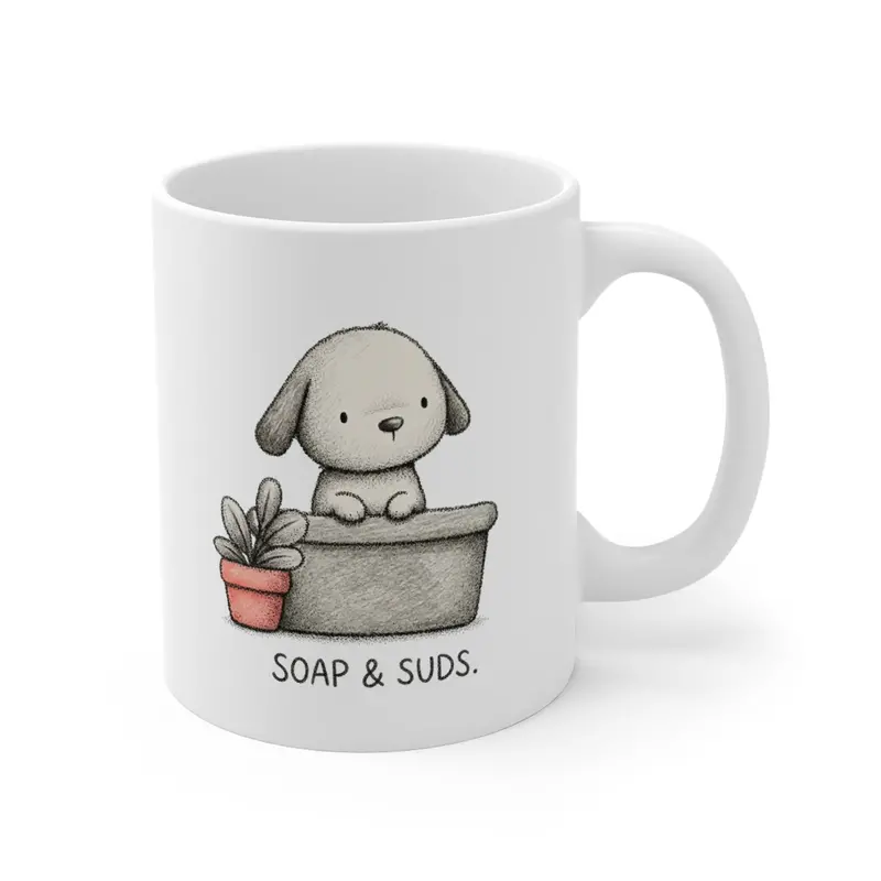 Bathtime Puppy Whimsical Ceramic Mug