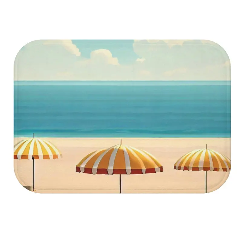 Beach-Themed Absorbent Bath Mat with Lazy Days Design