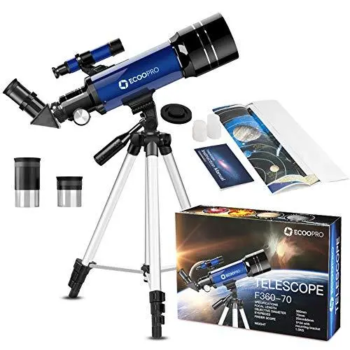 Beginner-Friendly 70mm Refractor Telescope for Kids & Adults – Includes Adjustable Tripod & Ideal for First-Time Stargazers