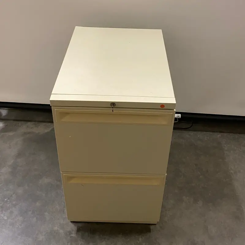 Beige Two-Drawer File Cabinet – Sleek Finish, Locking Storage