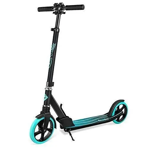 Beleev V5 Foldable Kick Scooter for Kids & Teens – 2-Wheel Design with Shock Absorption, Quick-Release Fold, and 200mm Wheels (Aqua)