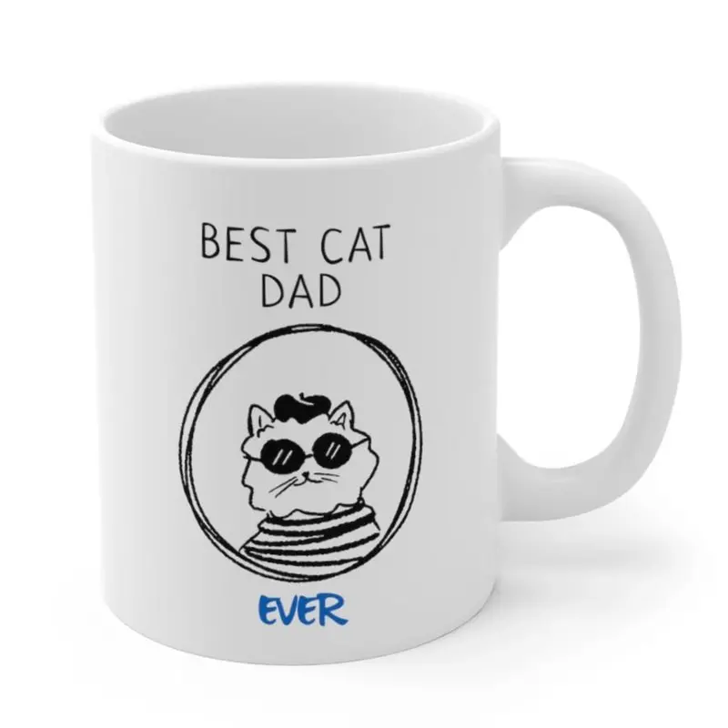 ‘Best Cat Dad Ever’ Ceramic Mug – Whimsical Pet Parent Gift
