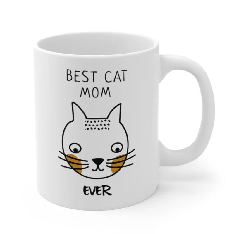‘Best Cat Mom Ever’ Ceramic Mug – Feline-Lover Gift