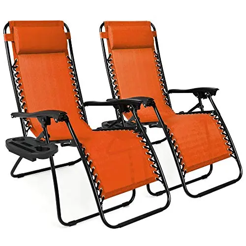 Best Choice Products Zero Gravity Lounge Chairs – Set of 2 Adjustable Mesh Recliners with Pillows and Cup Holders