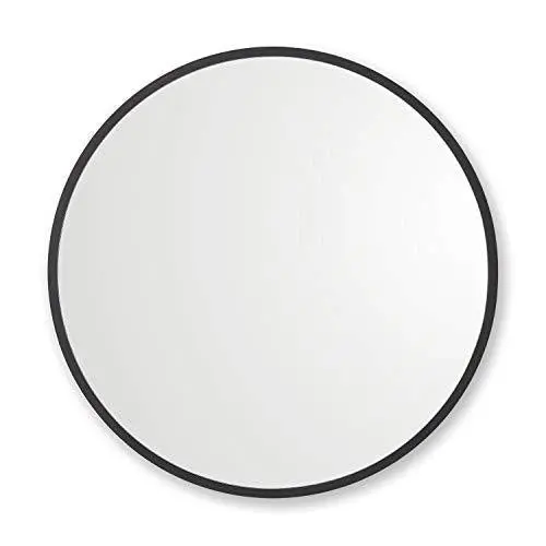Better Bevel 30-Inch Round Black Rubber-Framed Mirror – Modern Bathroom or Decorative Wall Mirror