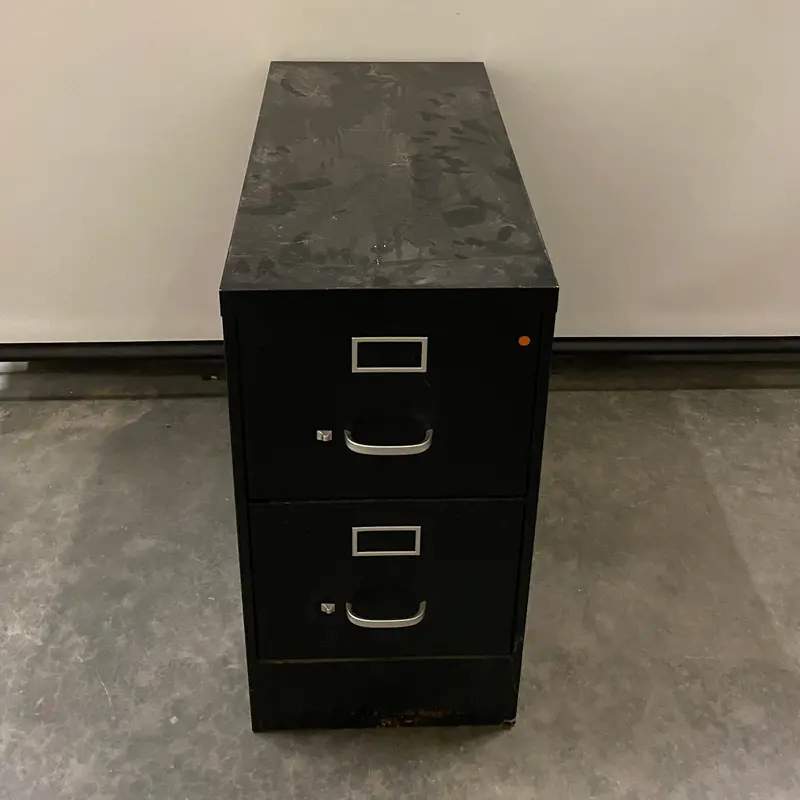 Black Two-Drawer Filing Cabinet – Compact Vertical Storage