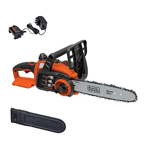 BLACK+DECKER LCS1020 Cordless Chainsaw Kit – 10-Inch 20V MAX Battery-Powered Saw for Light-Duty Cutting