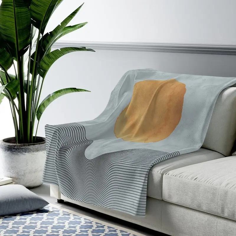 Blue Abstract Sun Art Plush Throw Blanket – 3 Size Choices
