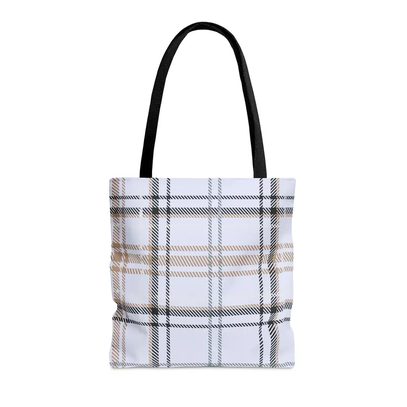 Blue-Check Plaid Durable Everyday Tote Bag