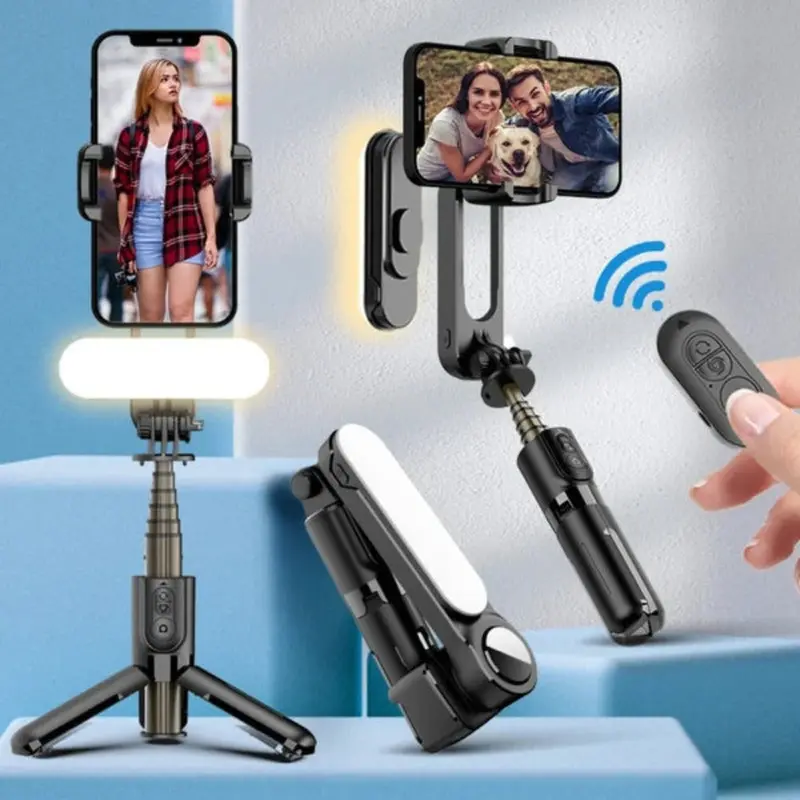 Bluetooth Gimbal Selfie Stick with Built-In LED Light